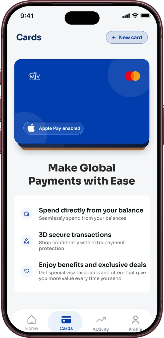 MIV card splash: make global payments with ease